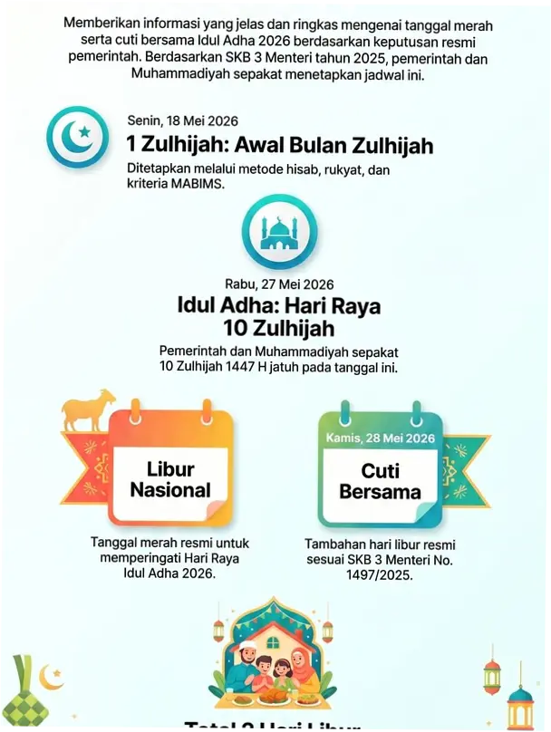 Idul Adha 2026: Jadwal Libur, Cuti Bersama, dan Informasi Penting Lainnya