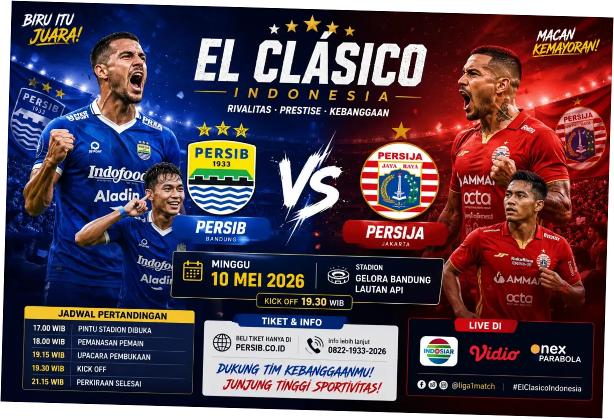 Siaran Langsung Persija vs Persib: Jadwal, TV, dan Informasi Lainnya