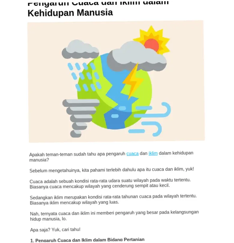 Cuaca dan Dampaknya terhadap Kehidupan Sehari-hari