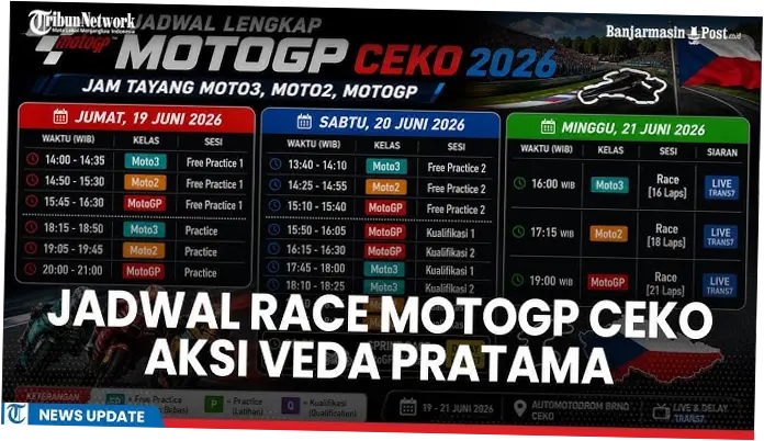Jadwal MotoGP Ceko 2026: Veda Ega Siap Tampil di Moto3