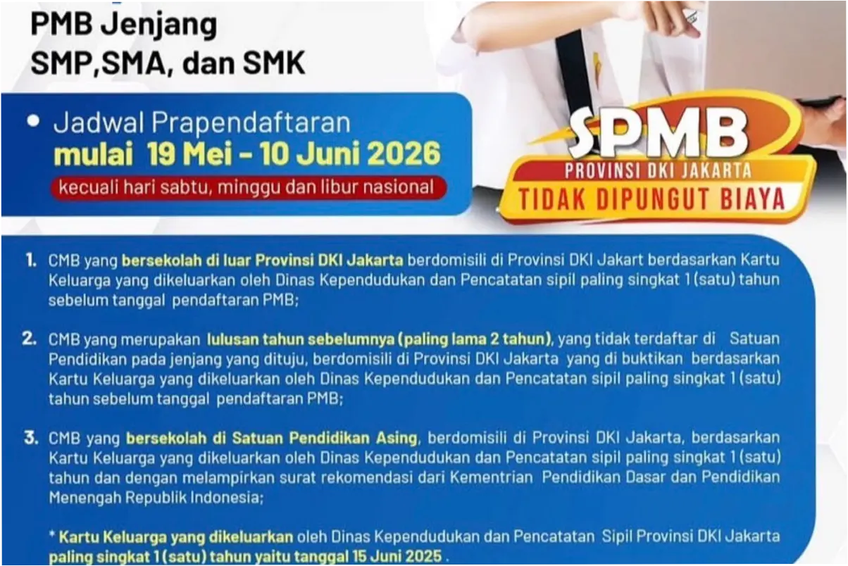 Pendaftaran SPMB Jakarta 2026: Informasi Terbaru dan Prosedur Pendaftaran