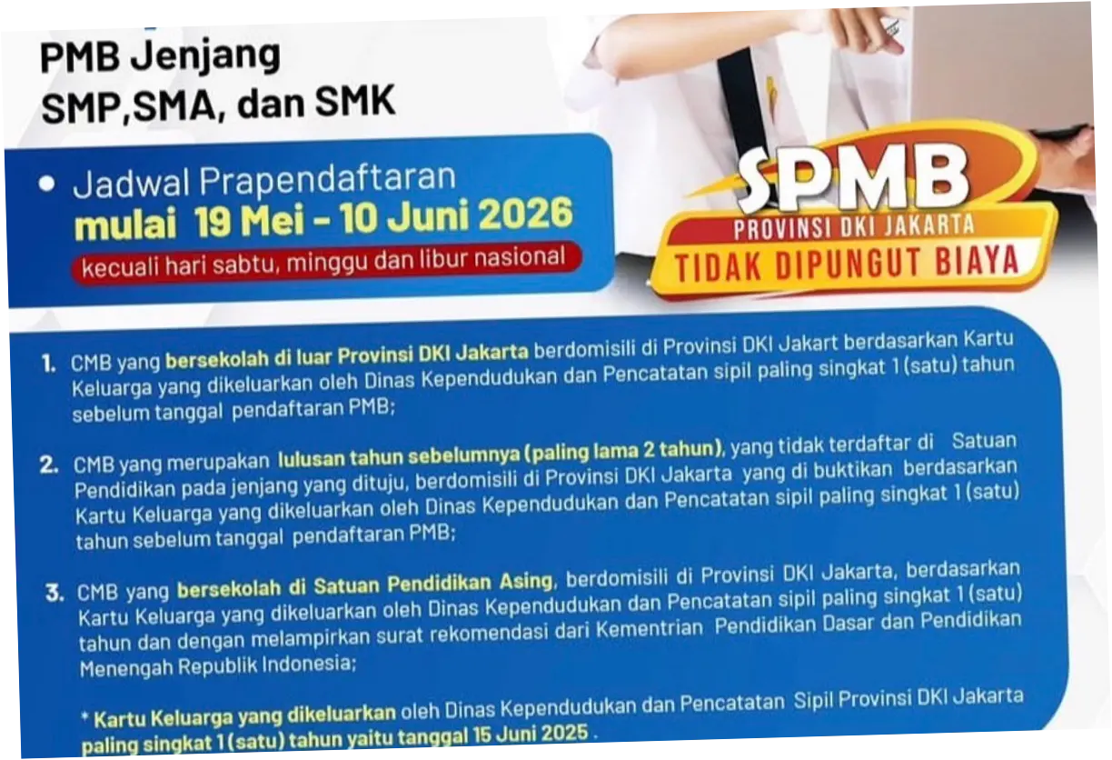 Pendaftaran SPMB Jakarta 2026: Syarat, Cara Daftar, dan Informasi Penting