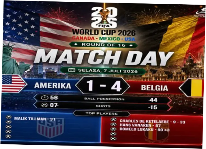 Belgia Menang Telak Atas Amerika Serikat di Piala Dunia 2026