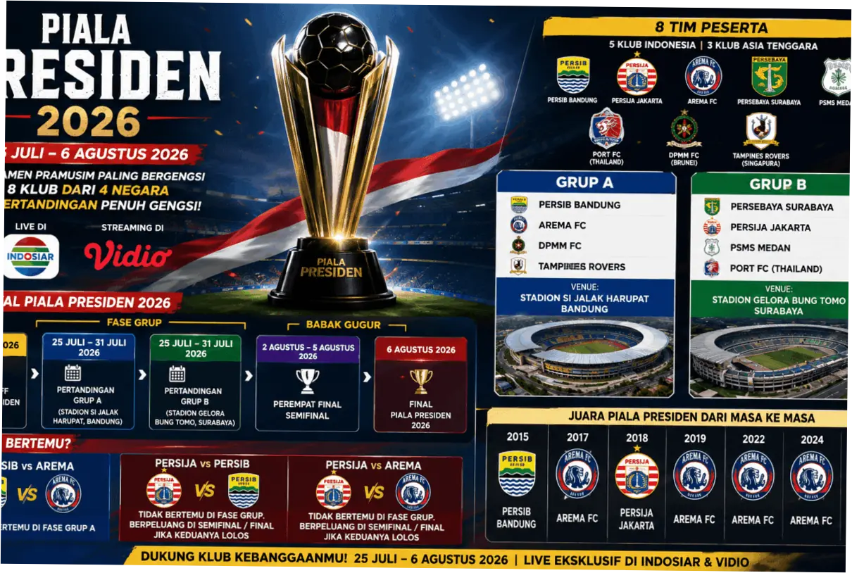 Piala Presiden 2026: Jadwal, Pembagian Grup, dan Hadiah