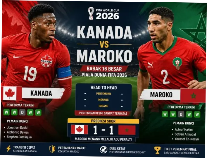 Prediksi dan Hasil Pertandingan Kanada vs Maroko di Piala Dunia 2026